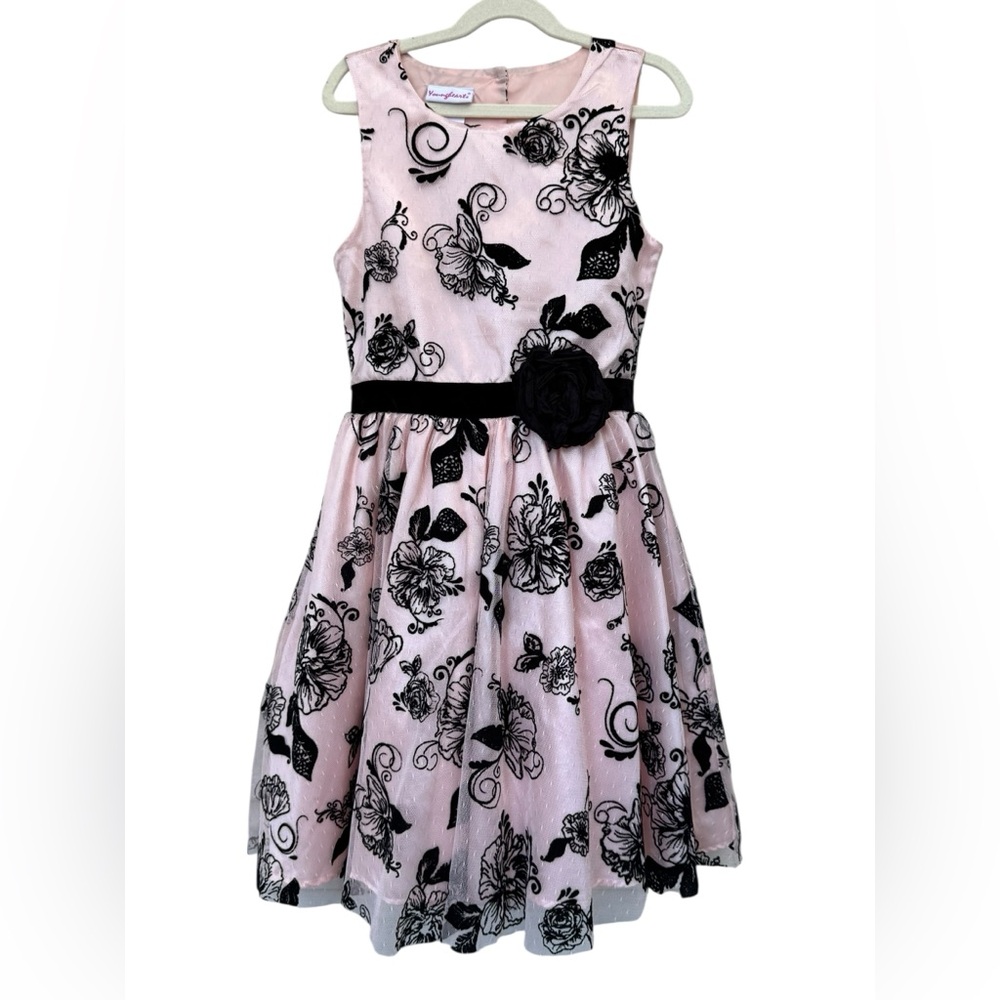 Younghearts Pink Tulle Dress with Velvet Floral Overlay size 10 - Picture 8 of 10